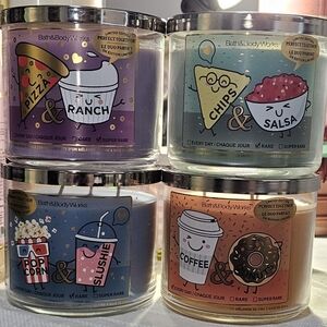 Bath And Body Works 3 Wick Candle 4 Piece Set Food Scented